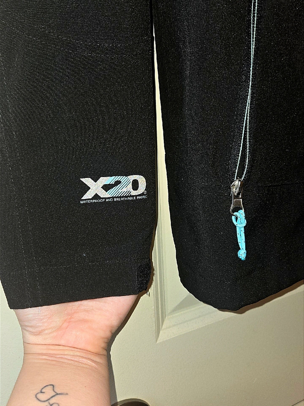Free Country Black Rain Jacket W/ Turquoise Accents
